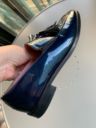 Mocasín de charol azul, de Castellano, talla 38