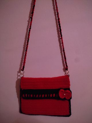 Bolso a ganchillo, medidas en fotos 