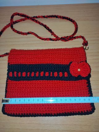 Bolso a ganchillo, medidas en fotos 