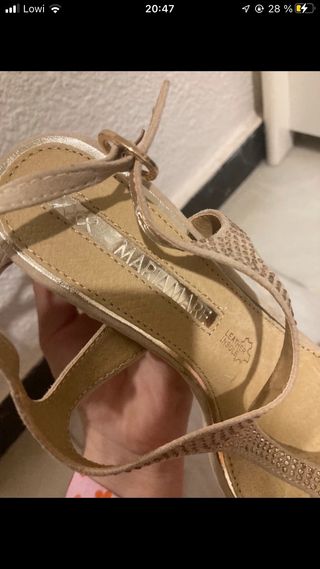 sandalias de tacón nude con brillos