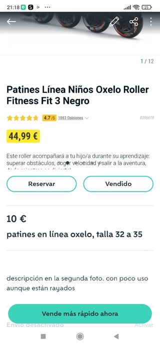 Patines en línea oxelo 