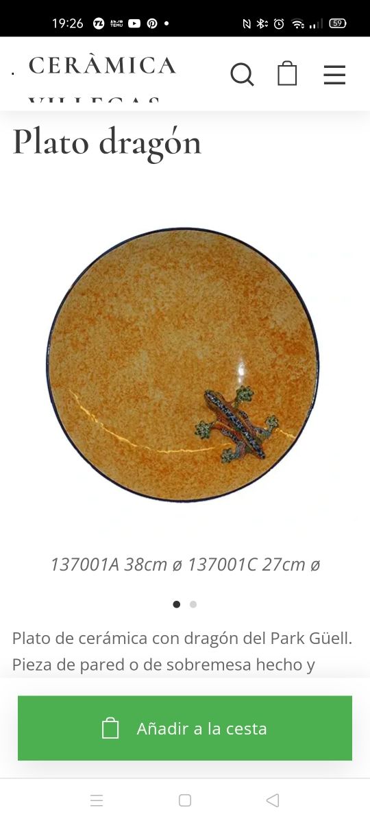 Plato cerámica Gaudí 38 cm(artesanal)