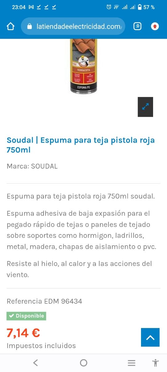 Espuma tejas color terracota