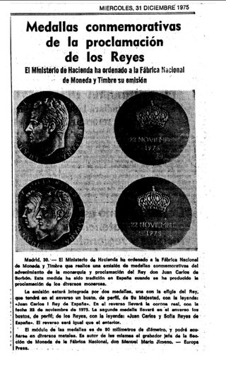 Medallas Proclamación Monarquía España