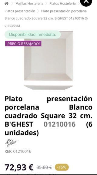 10ud bandejas/platos cuadrados langenthal 33-33