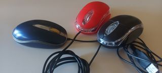 lote 3 ratones pequeños USB ópticos