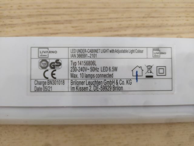 Barra luz Led, lampara, cocina