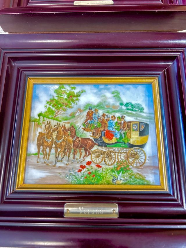 Cuadros esmaltados cuatro estaciones