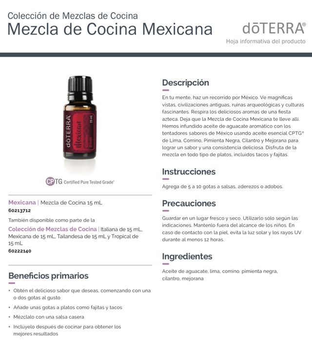 Sinergia Cocina Mexicana Aceite Esencial