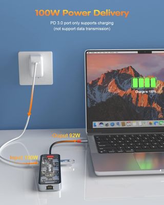 Hub USB C  8 en 1 Ethernet HDMI 100W USB 3.0 NUEVO
