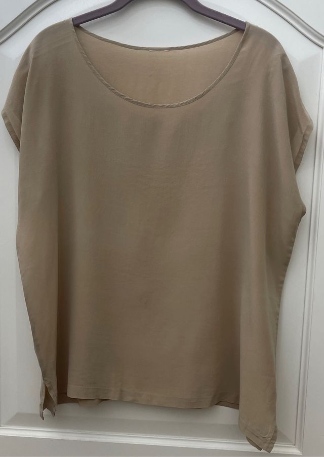 Blusa misto seta tg 42 collre beige oro
