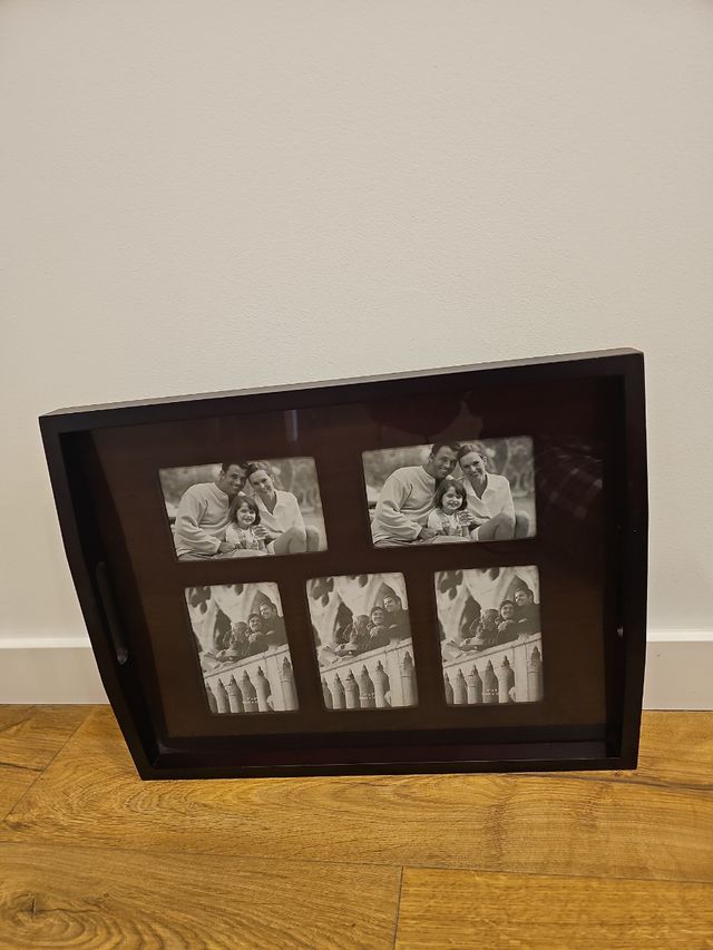 Bandeja de madera con cristal