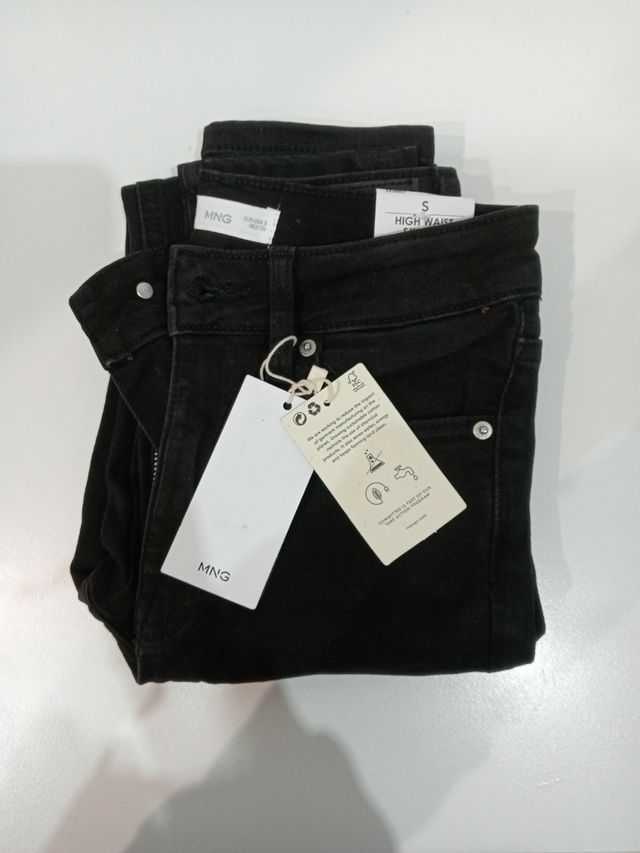 Tejanos negro mango mujer talla S