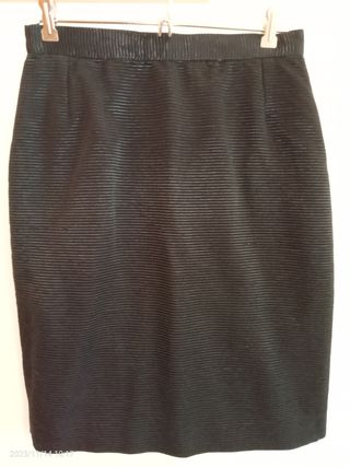 vintage falda midi negra brillante t.42-44