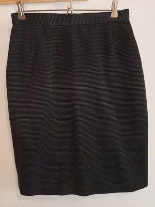 vintage falda midi negra brillante t.42-44