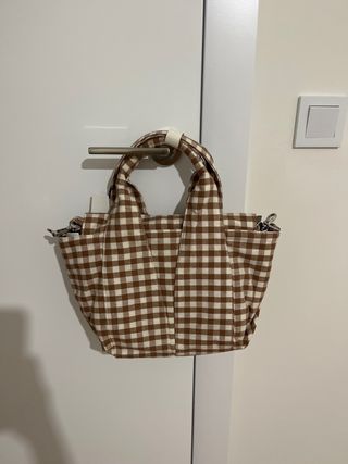 Bolso Zara de cuadros marrón y blanco. Sin usar.