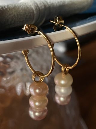 2 charms o colgantes de perla cultivada rondelle