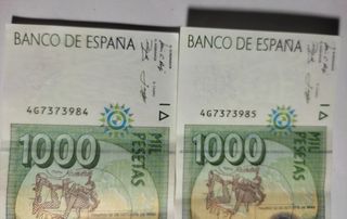 Billetes de mil pesetas son dos (correlativos)