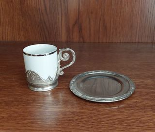 12 tazzine in argento e zuccheriera