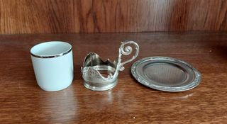 12 tazzine in argento e zuccheriera