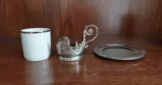 12 tazzine in argento e zuccheriera