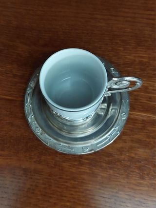 12 tazzine in argento e zuccheriera