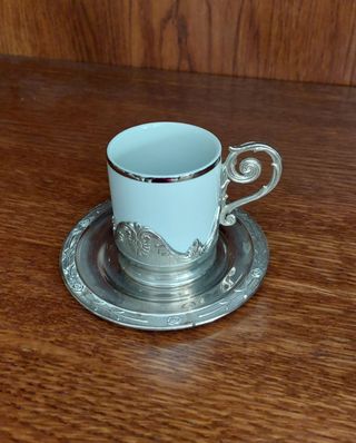 12 tazzine in argento e zuccheriera