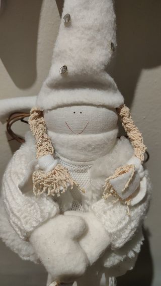 Muñeca blancas trenza adorno Navidad