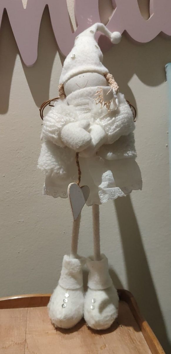 Muñeca blancas trenza adorno Navidad