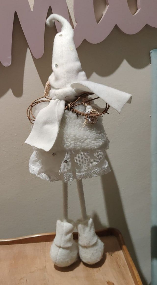 Muñeca blancas trenza adorno Navidad