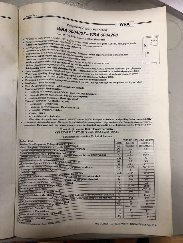 Refrigerador de agua industrial WRA 6004207