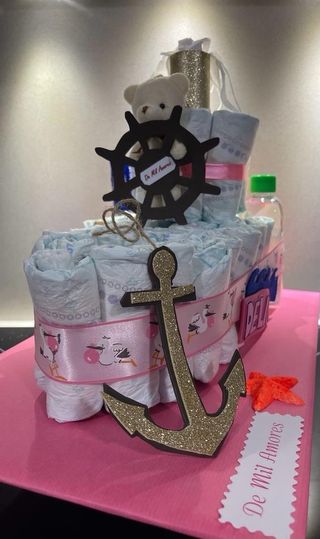 Tarta pañales Barco
