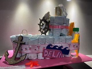 Tarta pañales Barco