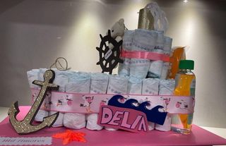 Tarta pañales Barco