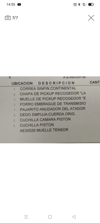 Vendo o cambio piezas para empaquetadora John