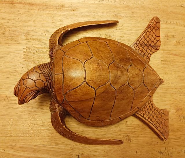 Talla artesanal madera tortuga marina