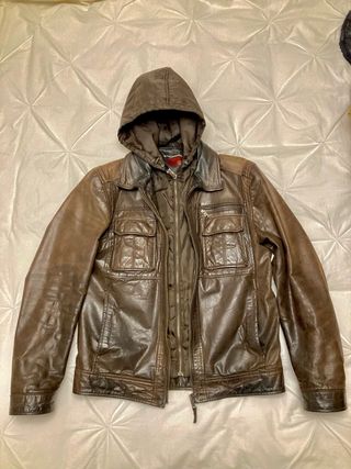 Chaqueta piel marrón