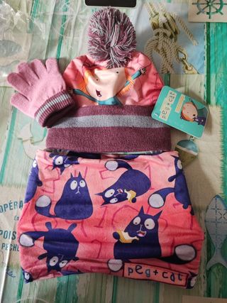 Set bambina cappello guanti scaldacollo 