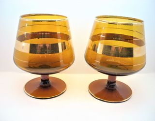 Antiguas Copa Coñac Cristal Ambar