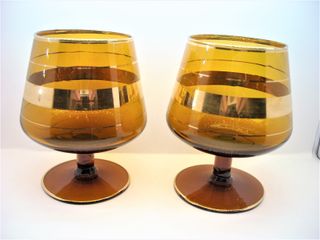 Antiguas Copa Coñac Cristal Ambar