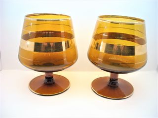 Antiguas Copa Coñac Cristal Ambar