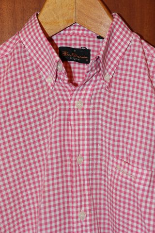 Camisa vintage Ben Sherman gingham, rosa, talla S
