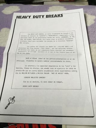 Vinilo heavy duty breaks incluye nota promo techno