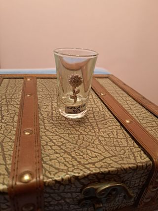 Estuche con vasos con flor de plata