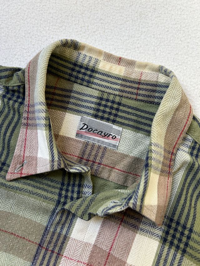 Camisa de franela de cuadros verde y marrón Docayr