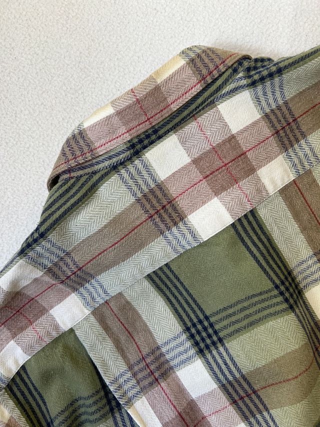 Camisa de franela de cuadros verde y marrón Docayr
