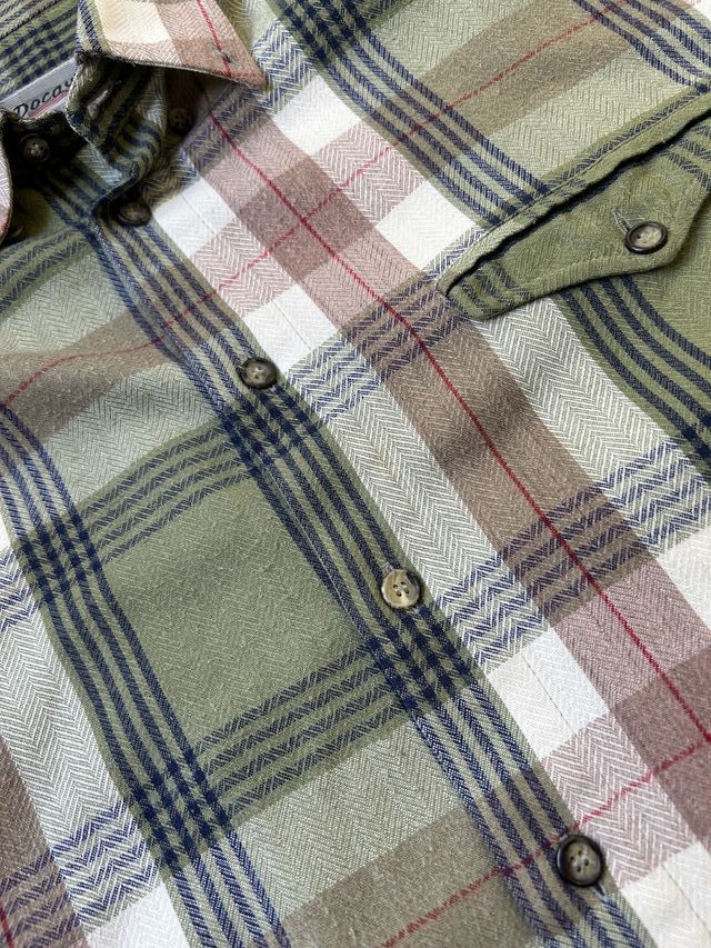 Camisa de franela de cuadros verde y marrón Docayr