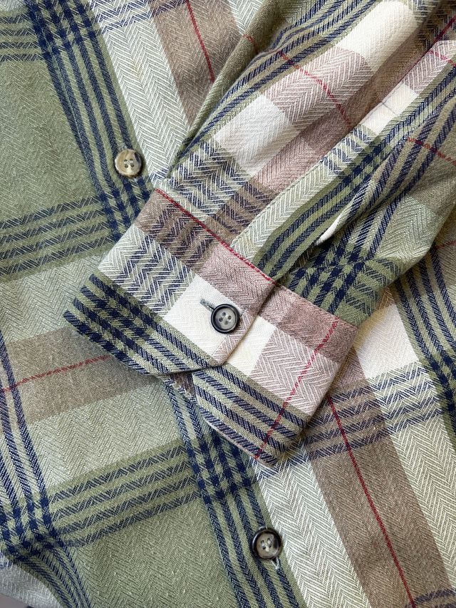 Camisa de franela de cuadros verde y marrón Docayr