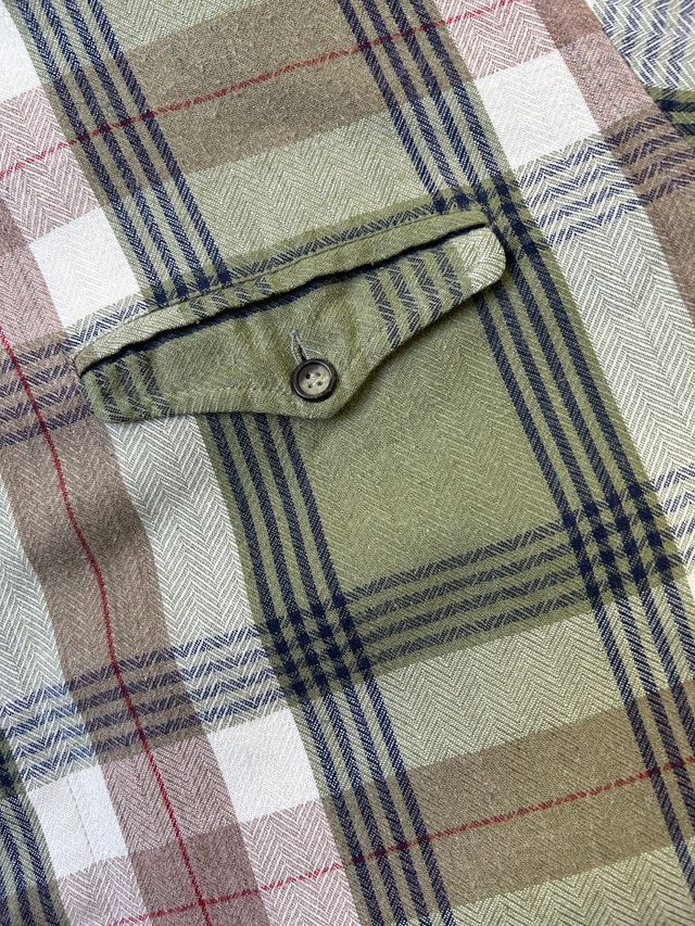 Camisa de franela de cuadros verde y marrón Docayr