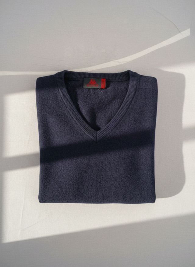 Maglione uomo L lana blu scuro scollo V